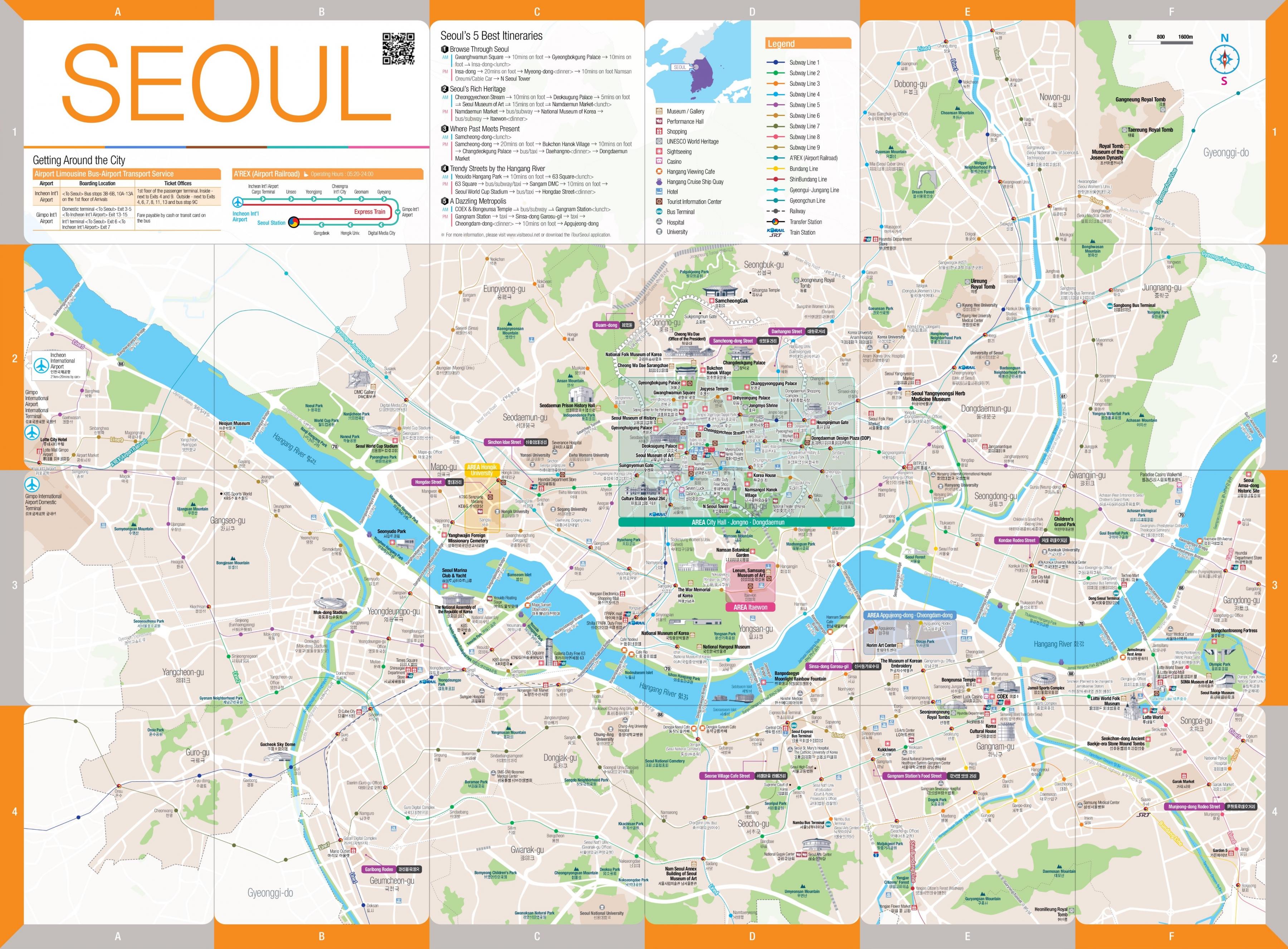 tourist attractions in seoul map