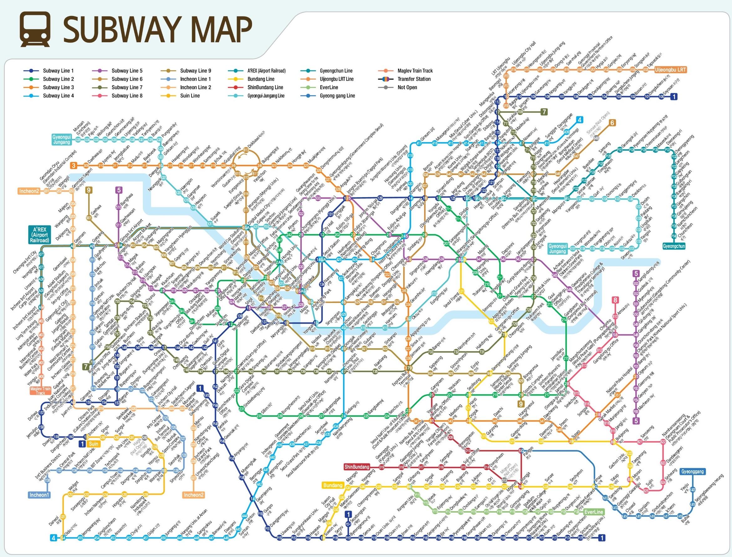 Korean Subway Map In Korean - Map of world